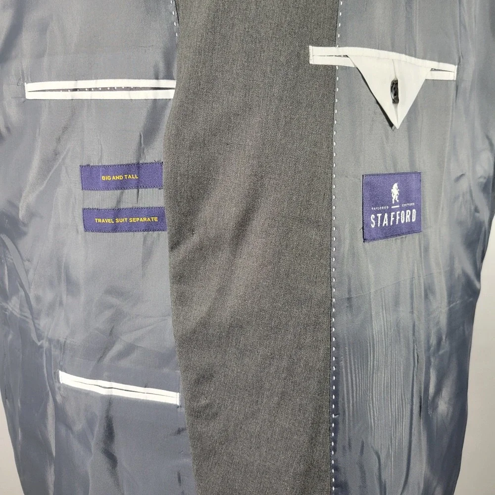Stafford Men's Travel Suit Separate Sport Coat Two Button Gray‎ Wool Blend 54R